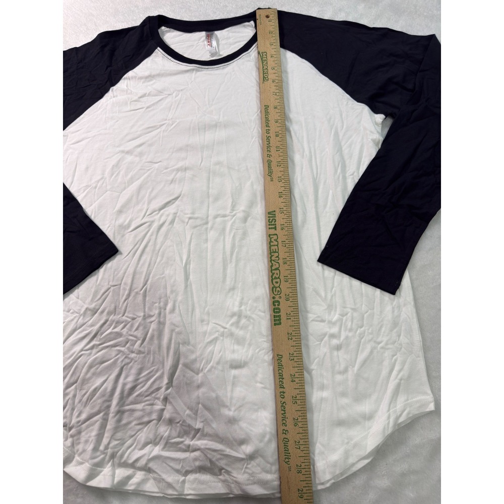 Royal Avalon Mens Baseball Raglan T-Shirt White Black Long Sleeve Cotton L - Picture 7 of 8